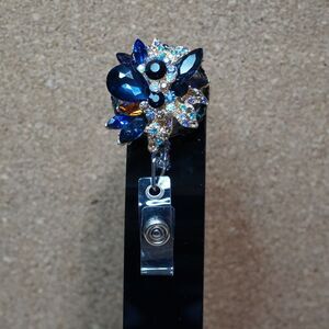 Luxury Fashion Elegant Nurse Retractable ID Badge Reel With Shiny Rhinestones.